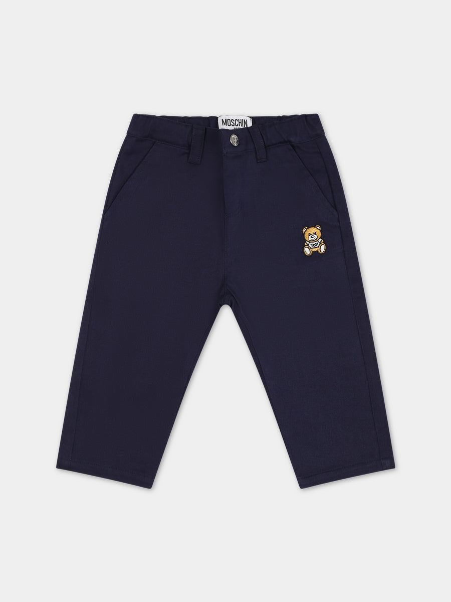 Pantaloni per blu per neonato con Teddy Bear,Moschino Kids,MUP04J LPA09 40016
