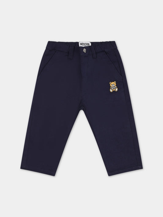 Pantaloni per blu per neonato con Teddy Bear,Moschino Kids,MUP04J LPA09 40016