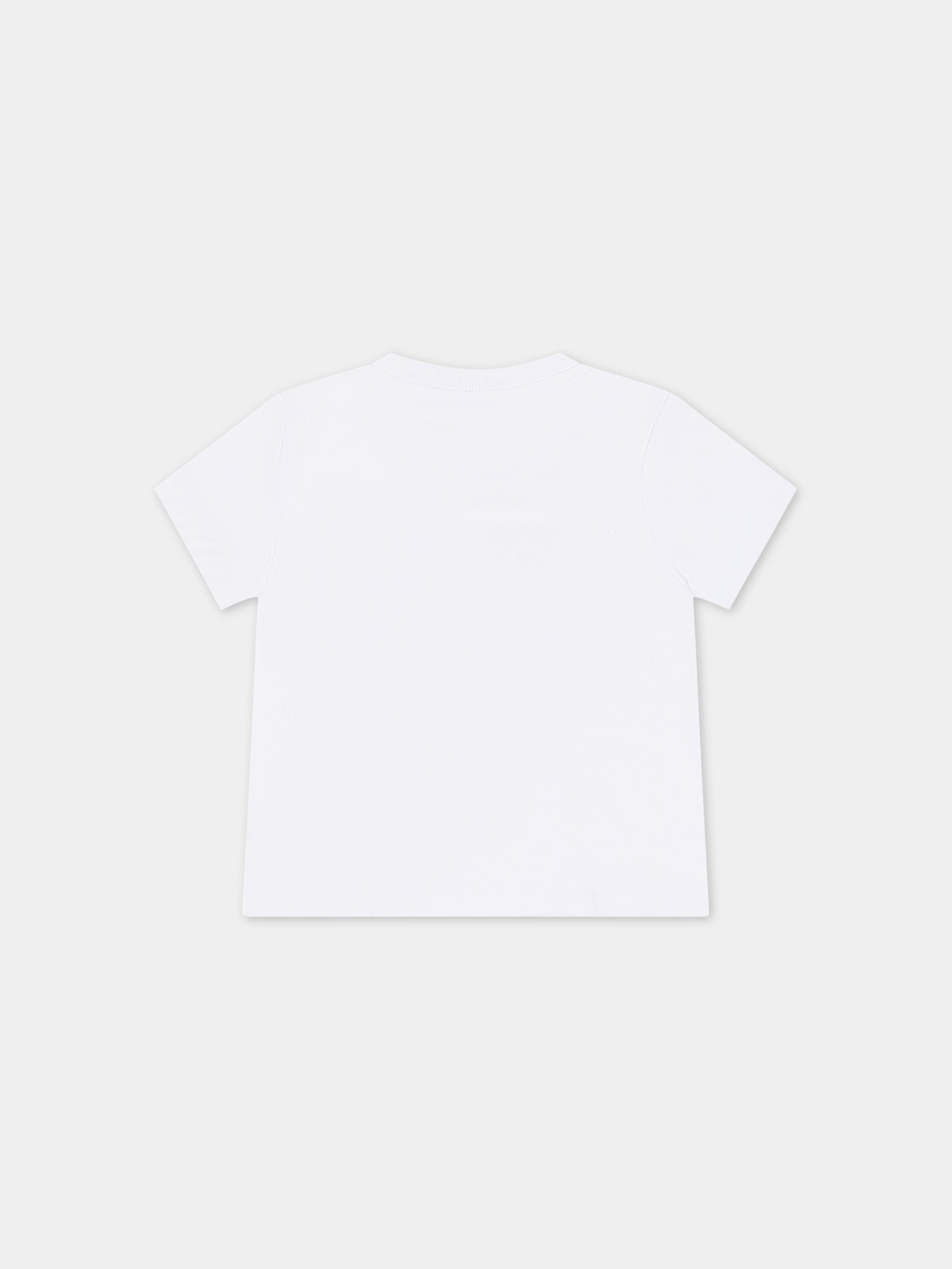 T-shirt bianca per neonati con Teddy Bears e logo,Moschino Kids,MUM03N LAA10 10101