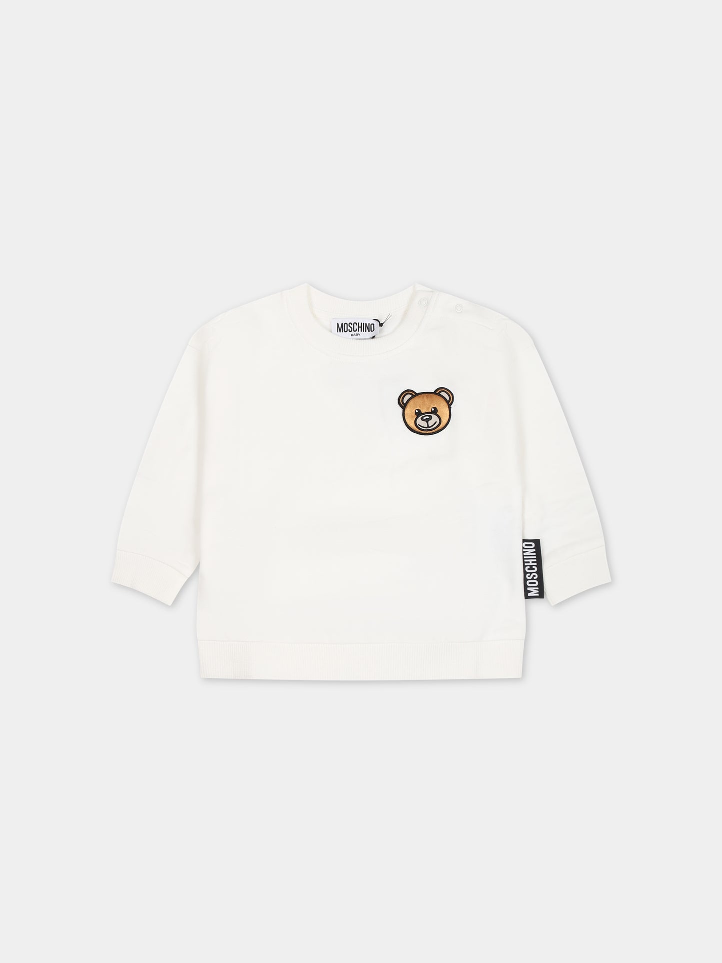 Felpa bianca per neonati con Teddy Bear,Moschino Kids,MTF03Q LCA60 10063