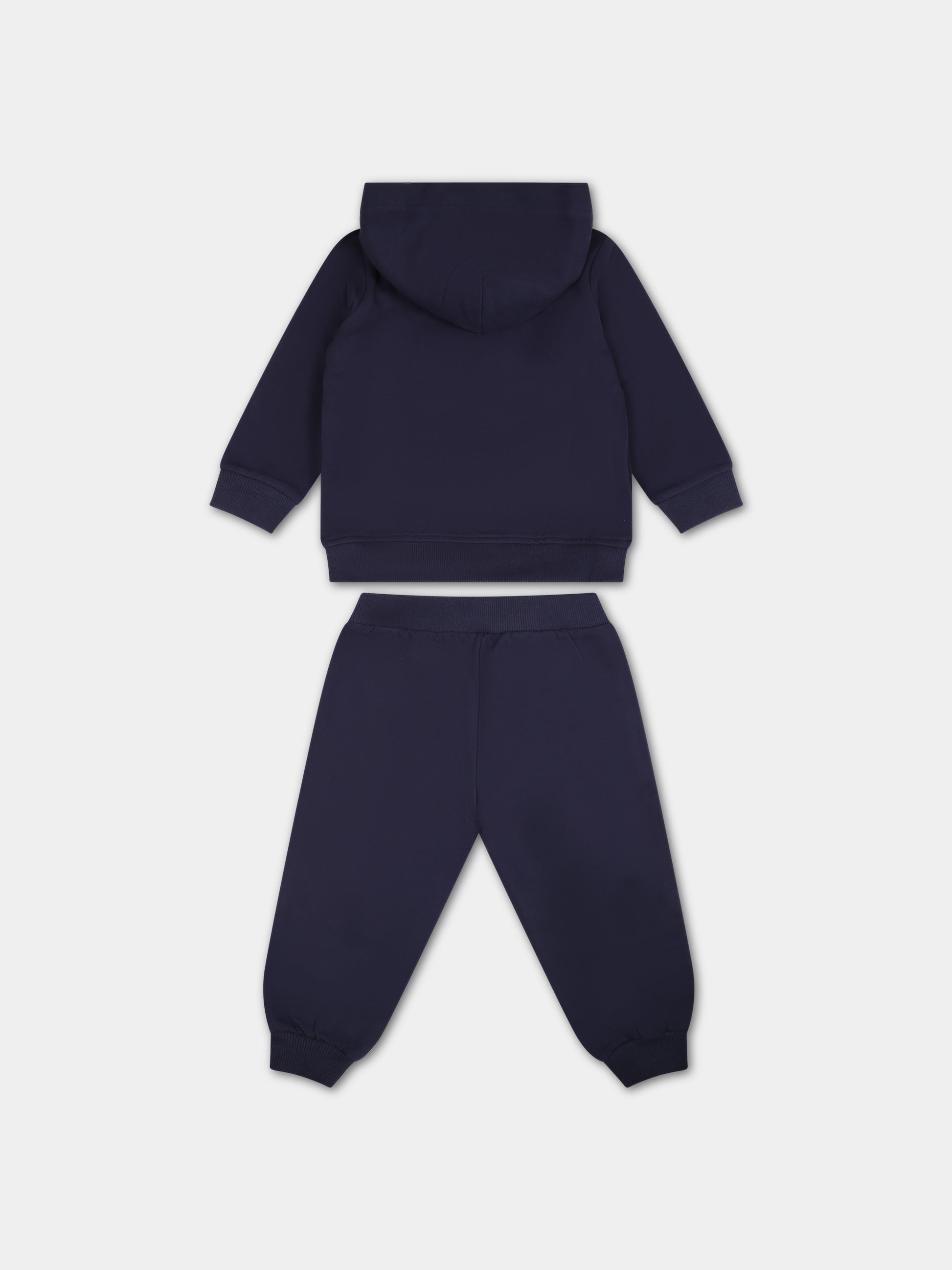 Completo blu per neonato con Teddy bear e logo,Moschino Kids,MNK03N LDA55 40016