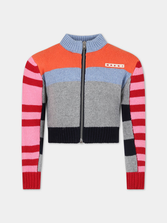 Cardigan multicolor per bambina con logo,Marni Kids,M00905 0M428
