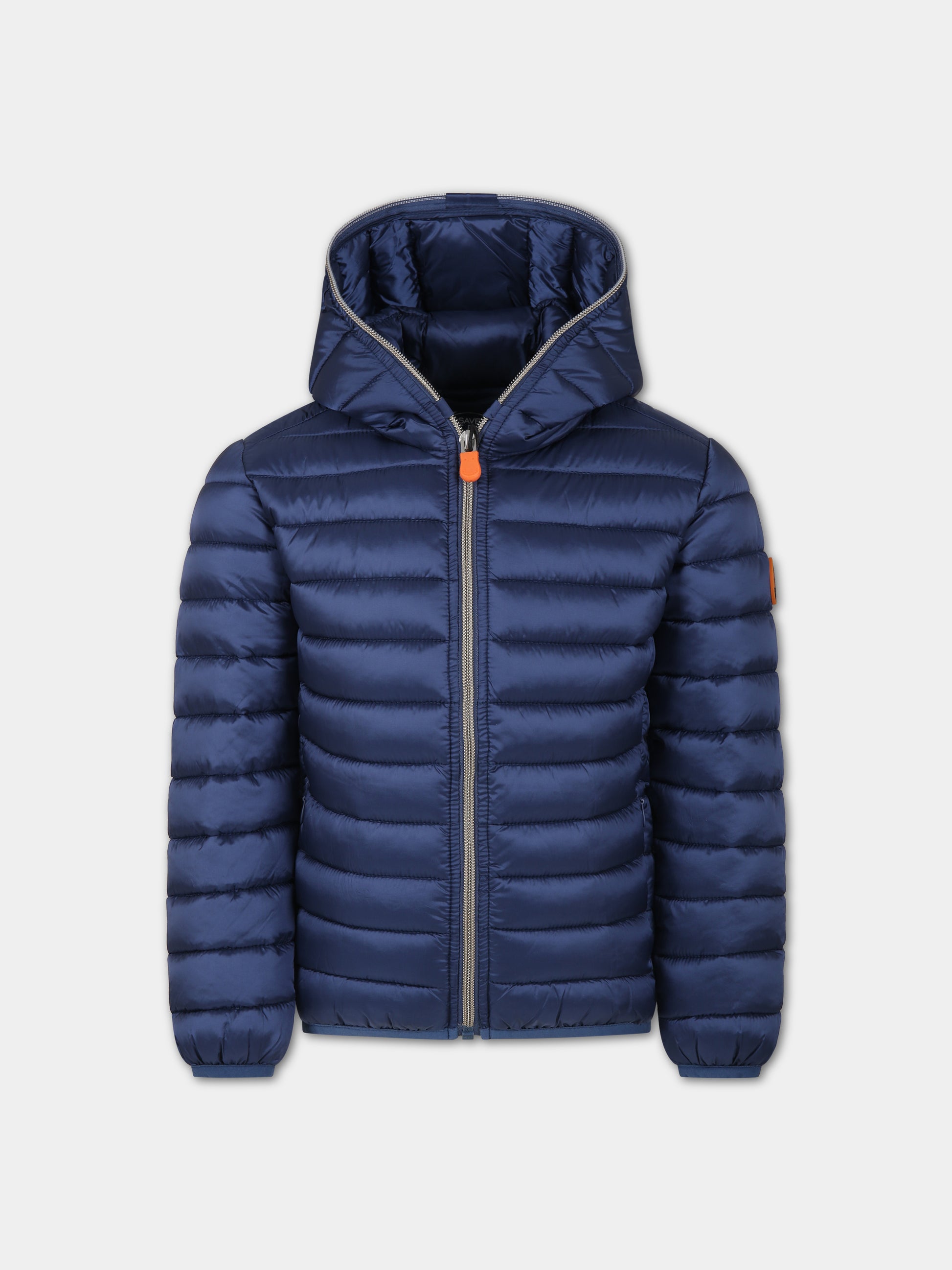 Piumino blu per bambina con logo,Save The Duck Kids,J32310G IRIS17 90000