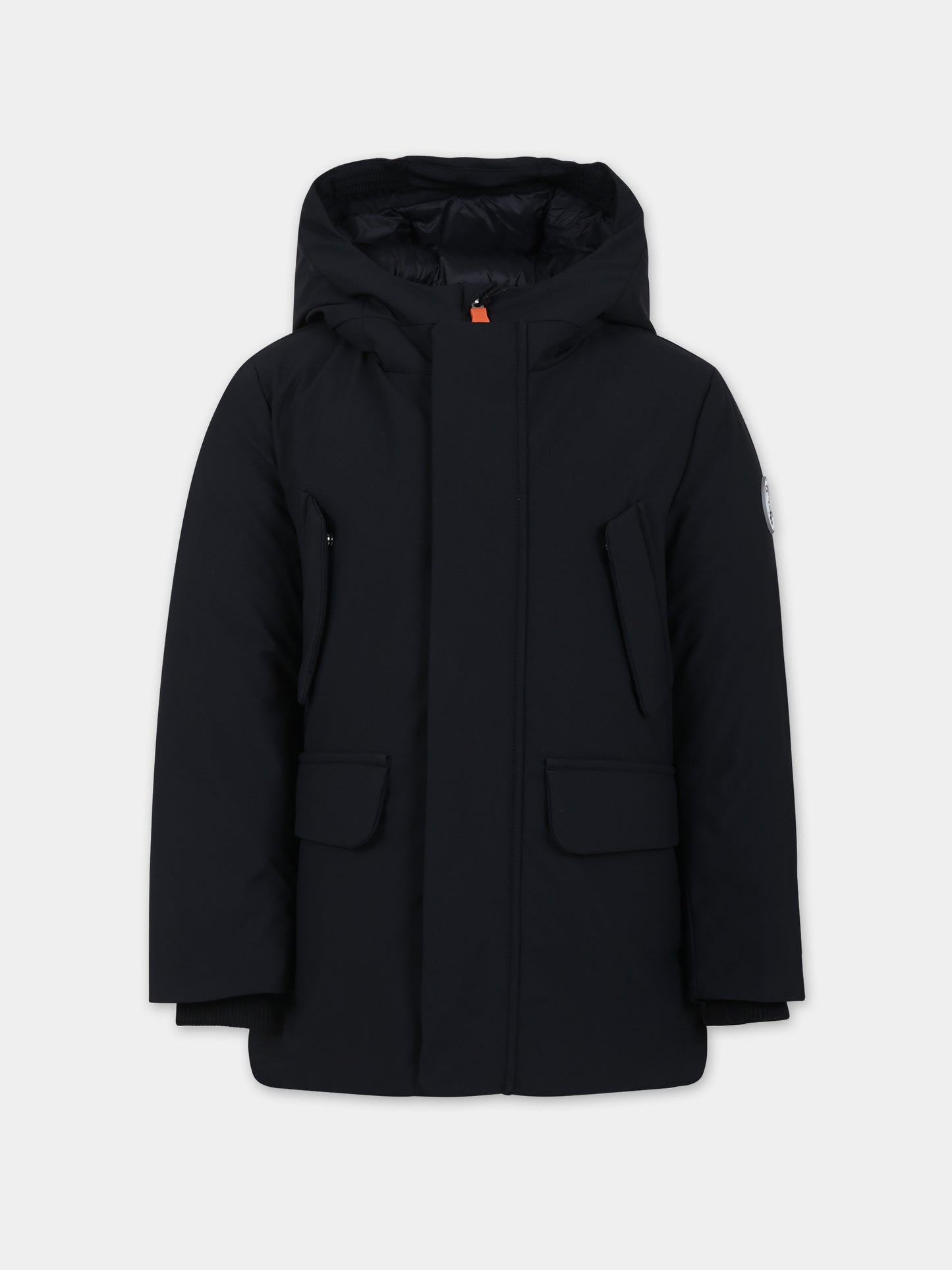 Parka Theo nero per bambino con logo,Save The Duck Kids,P43180B SMEG17 10000