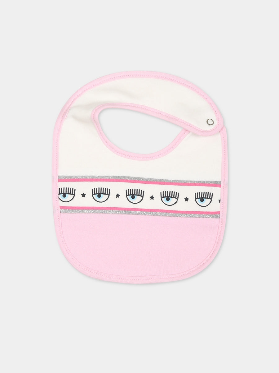 Bavaglino rosa per neonata con eyestar,Chiara Ferragni Collection,55B000 2004 190F