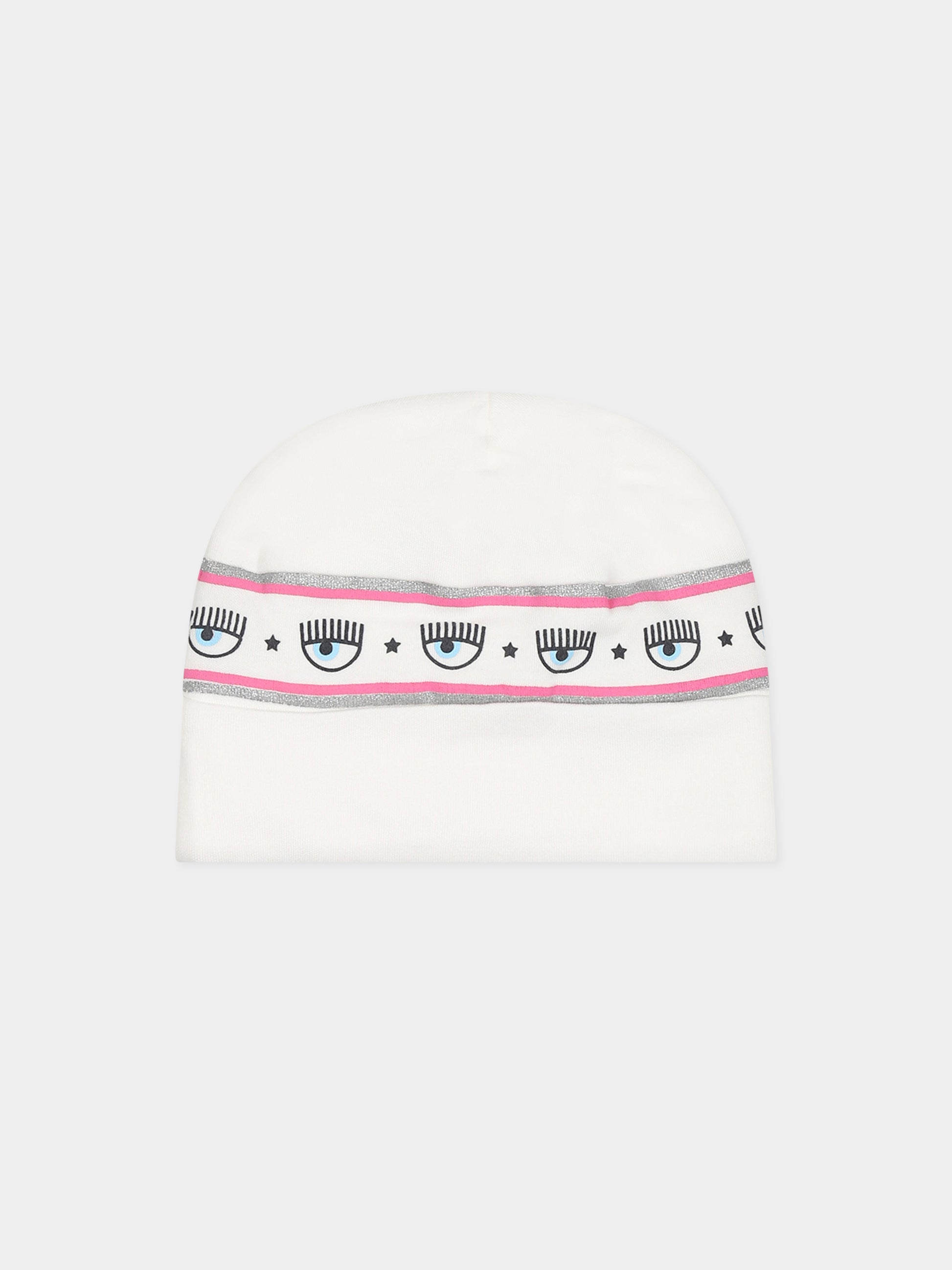 Cappello bianco per neonata con eyestar,Chiara Ferragni Collection,55B001 2004 0001
