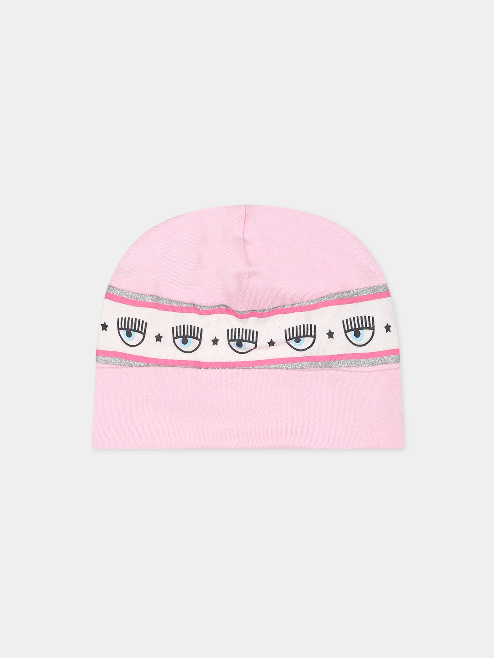 Cappello rosa per neonata con eyestar,Chiara Ferragni Collection,55B001 2004 090F