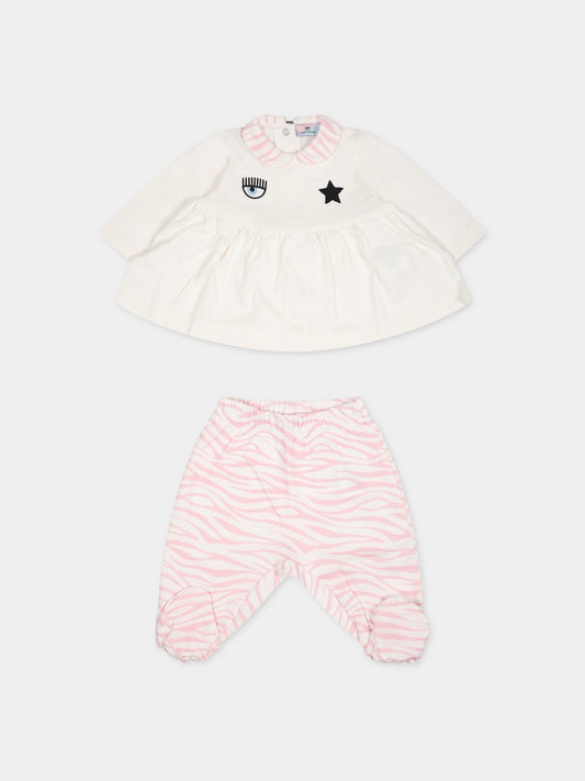 Completo bianco per neonata con eyestar,Chiara Ferragni Collection,55B500 2004 167F
