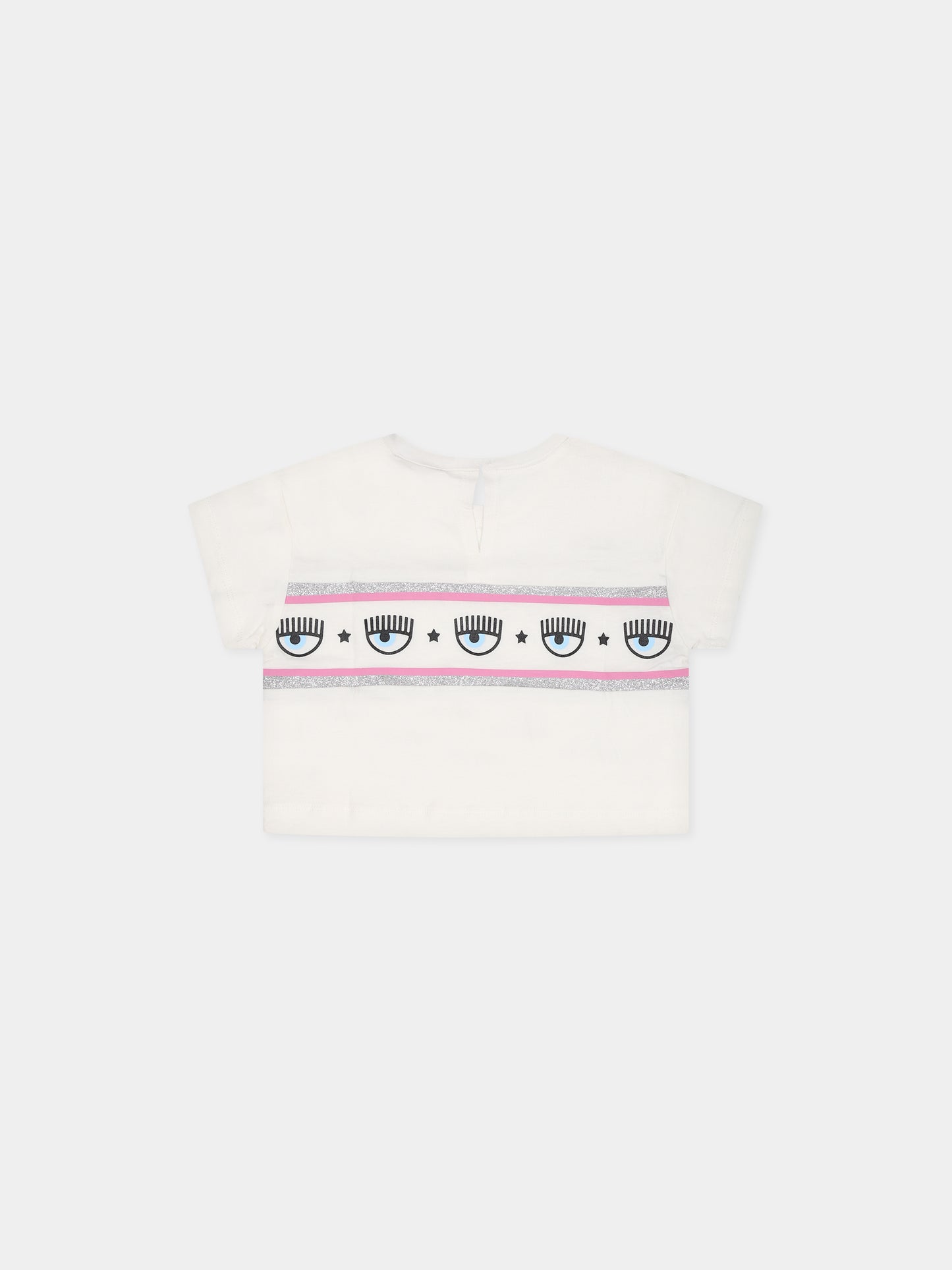 T-shirt bianca per neonata con eyestar,Chiara Ferragni Collection,53B600 2011 0001