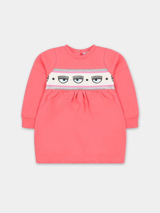 Vestito rosa per neonata con eyes flirting,Chiara Ferragni Collection,53B900 2010 088F
