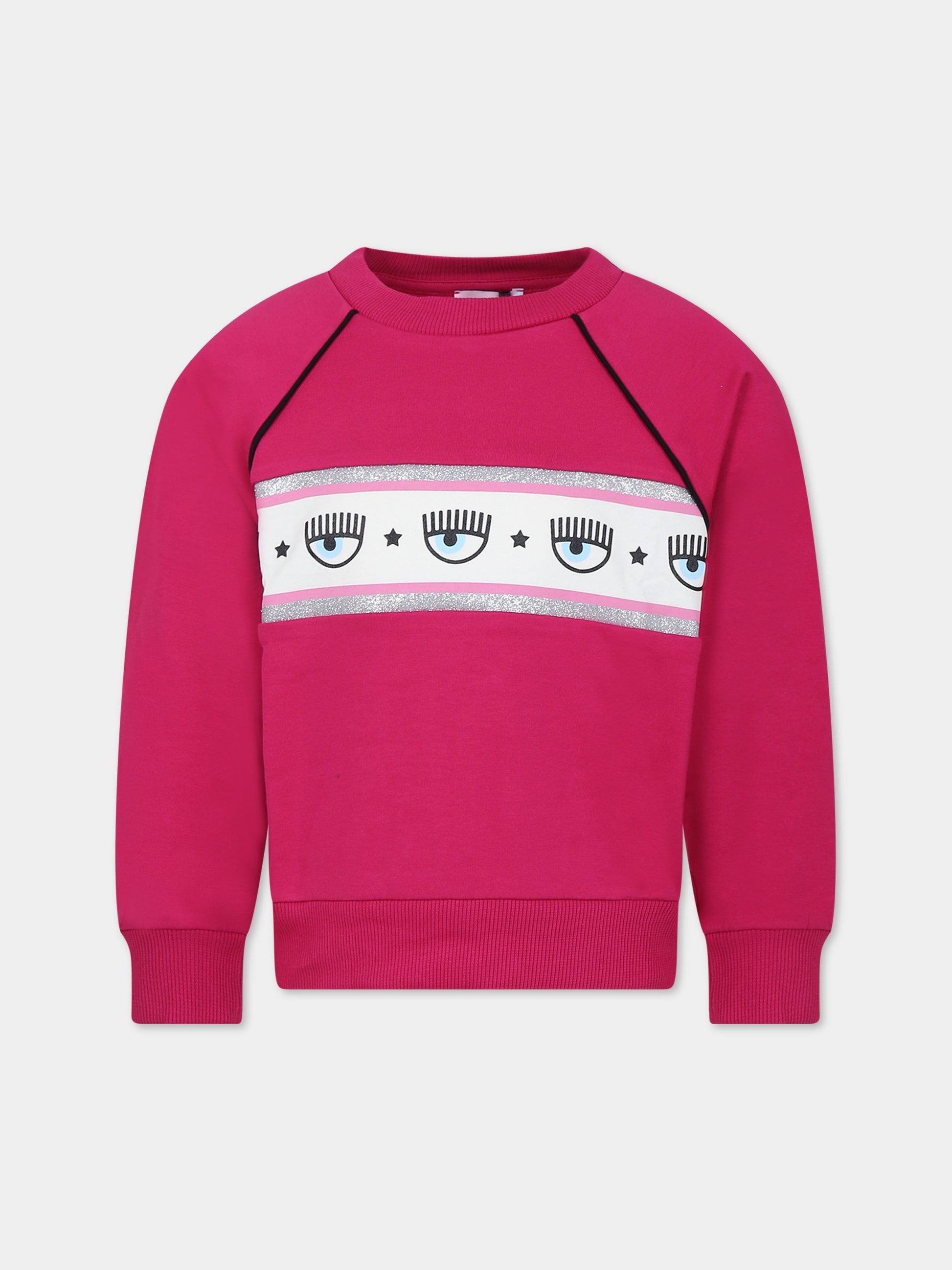 Felpa fucsia per bambina con eyes flirting,Chiara Ferragni Collection,59B605 2010 098F