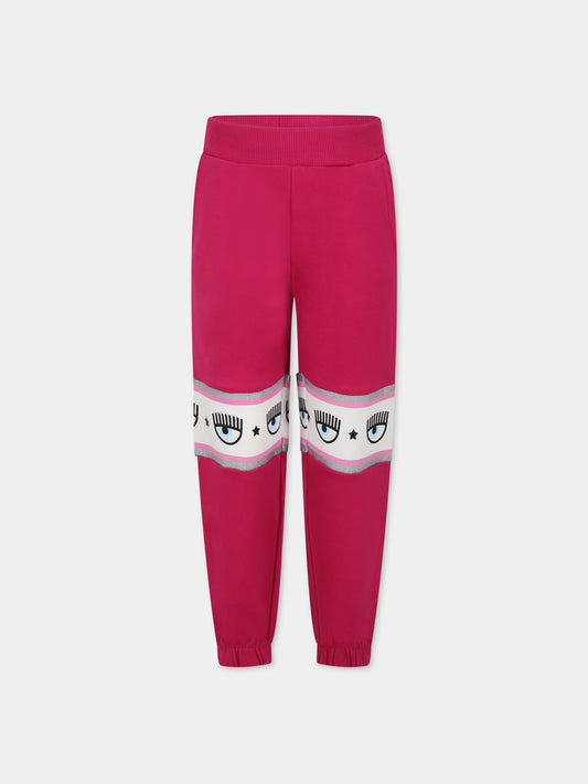 Pantaloni fucsia per bambina con eyes flirting,Chiara Ferragni Collection,59B400 2010 098F