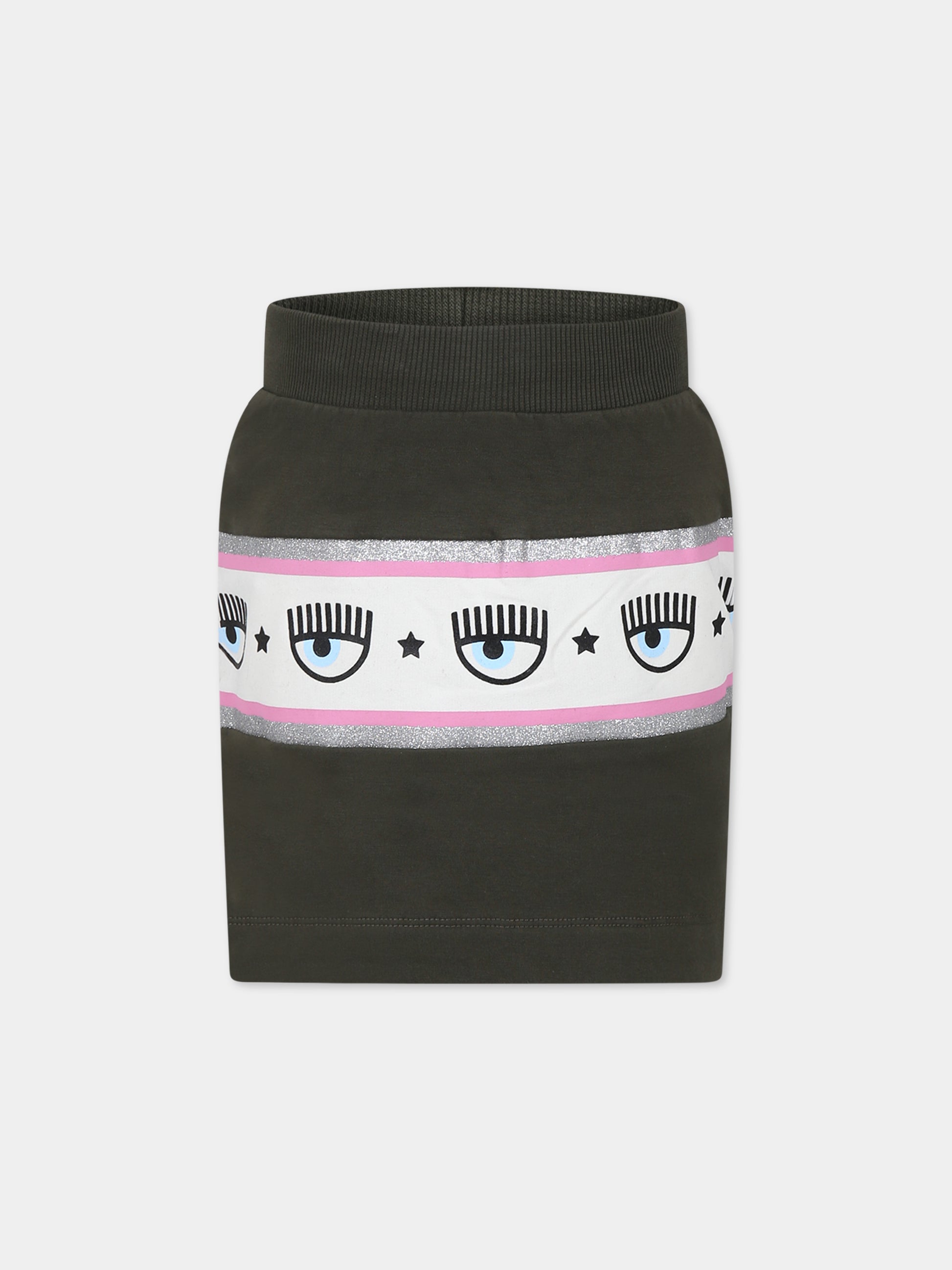 Gonna verde per bambina con eyes flirting,Chiara Ferragni Collection,59B700 2010 007F
