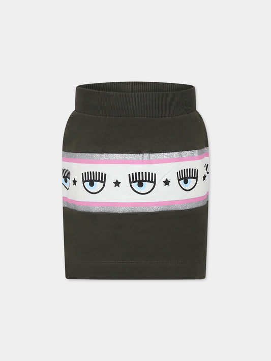 Gonna verde per bambina con eyes flirting,Chiara Ferragni Collection,59B700 2010 007F