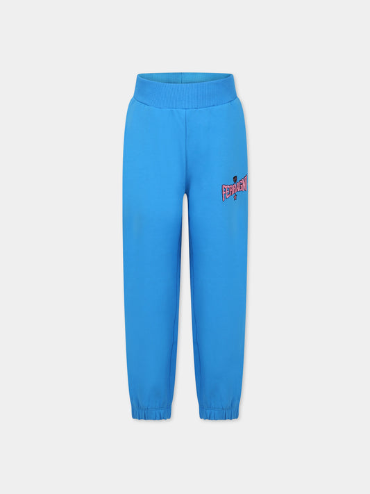 Pantaloni azzurri per bambina con logo,Chiara Ferragni Collection,59B402 2001 054F
