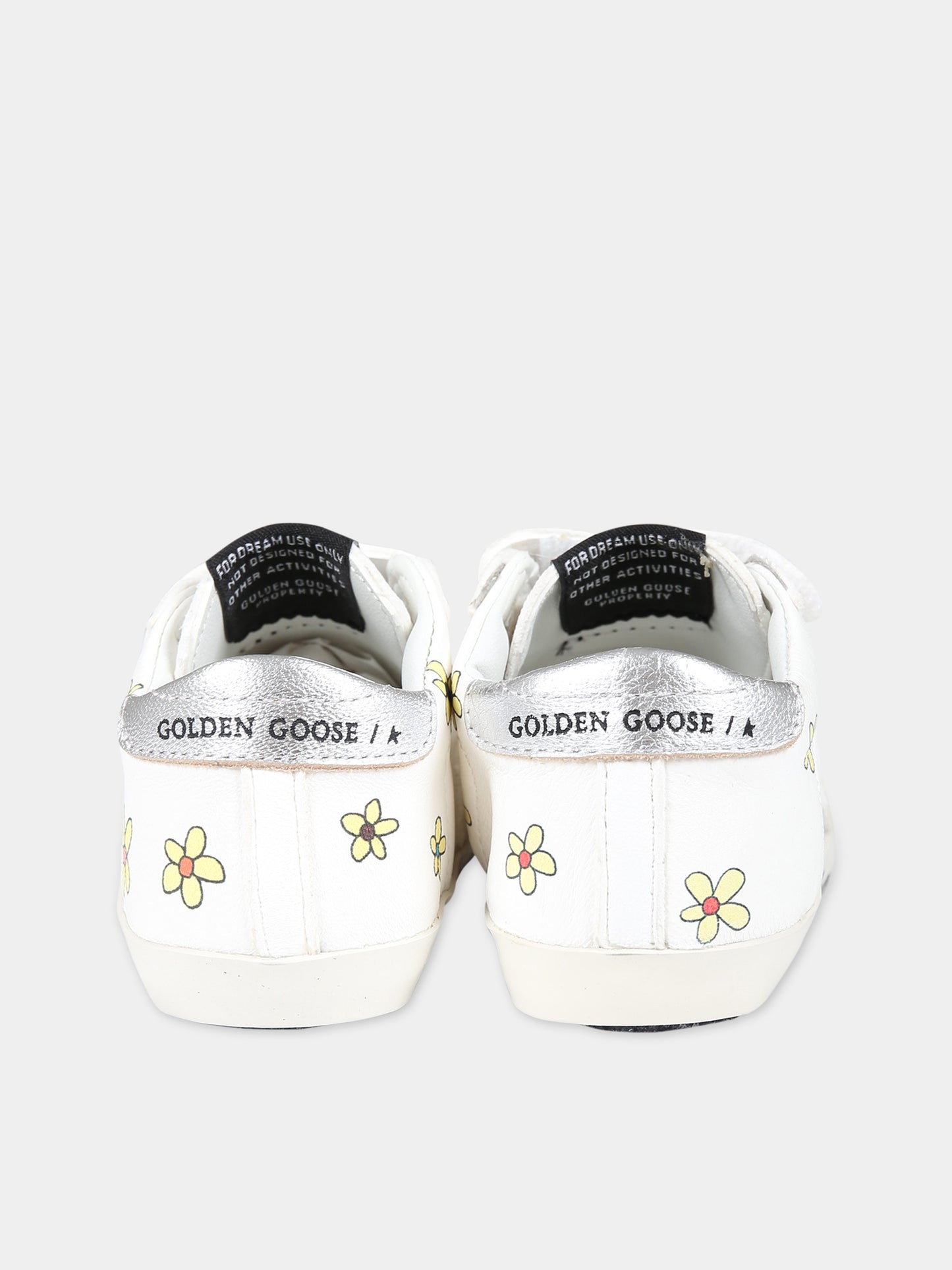 Sneakers Baby school bianche per neonata con stella e fiori,Golden Goose,GIF00166 F004874 10273