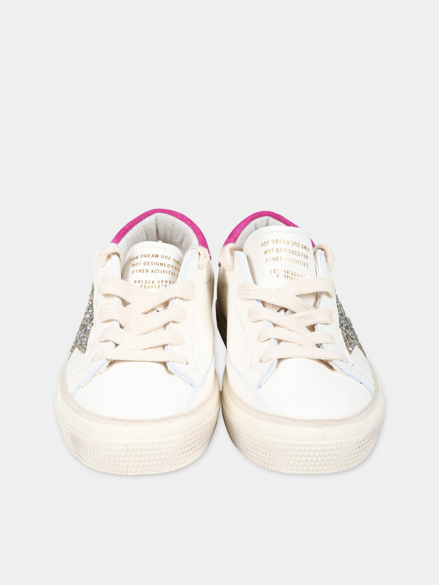 Sneakers May bianche per bambina con stella,Golden Goose,GYF00112 F004213 11398