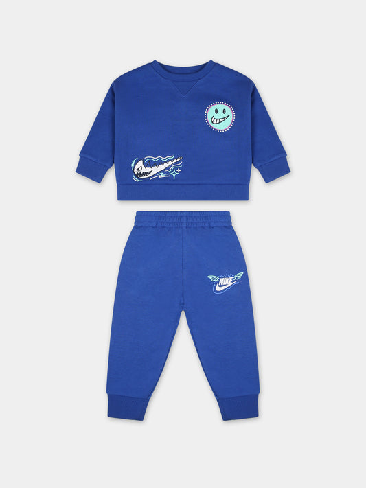 Completo blu per bambino con logo e smiley,Nike,66L113 U89