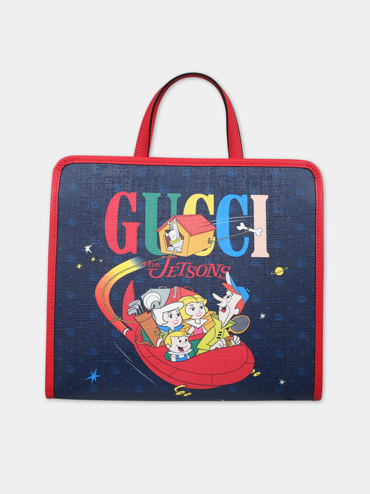 Borsa shopping blu con stampa Jetsons per bambini,Gucci Kids,605614 FACGI 4049