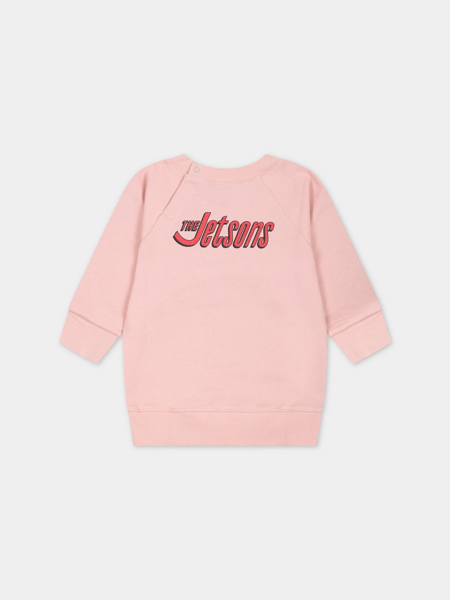 Felpa rosa per neonata con stampa e logo,Gucci Kids,653687 XJFM0 5611
