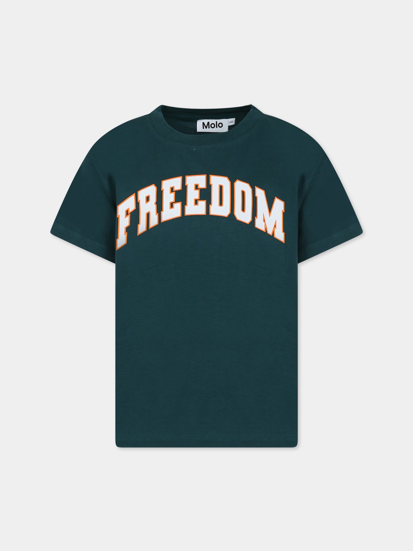 T-shirt verde per bambini con scritta,Molo,1W23A203 8801