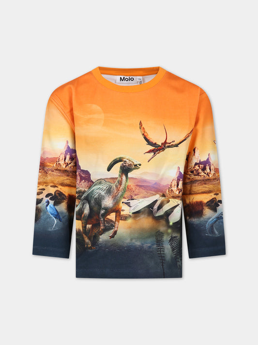 Felpa arancione per bambino con dinosauri,Molo,1W23J204 3319