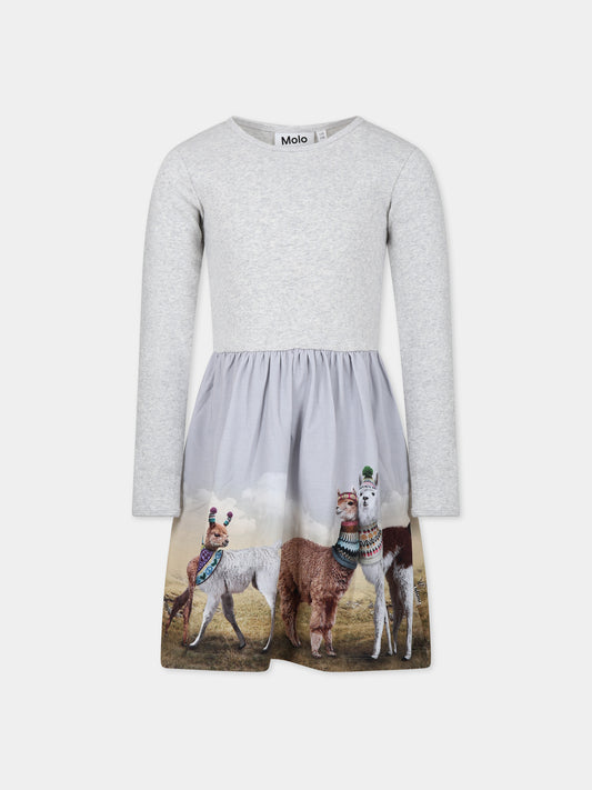 Vestito grigio per bambina con lama,Molo,2W23E216 3394