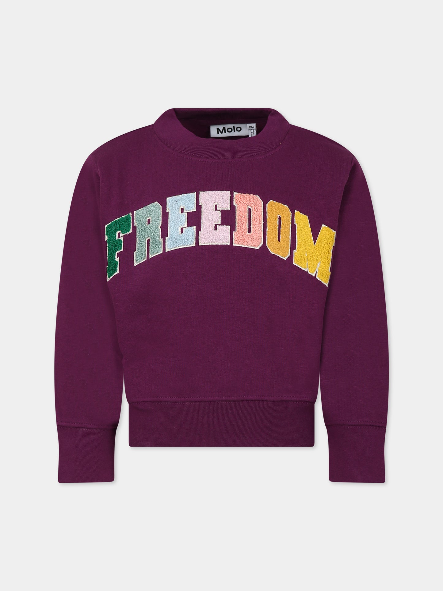 Felpa bordeaux per bambina con scritta,Molo,2W23J217 8763