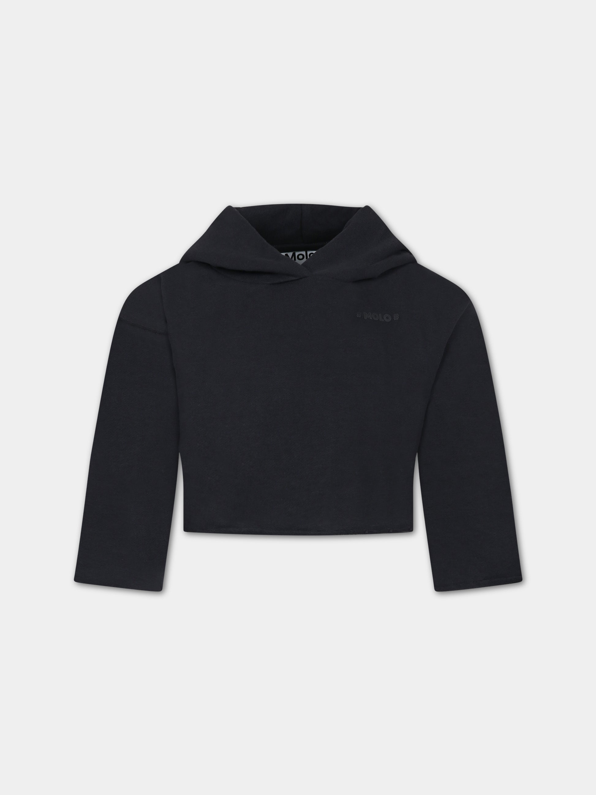 Felpa nera per bambina con logo,Molo,2W23J305 2254