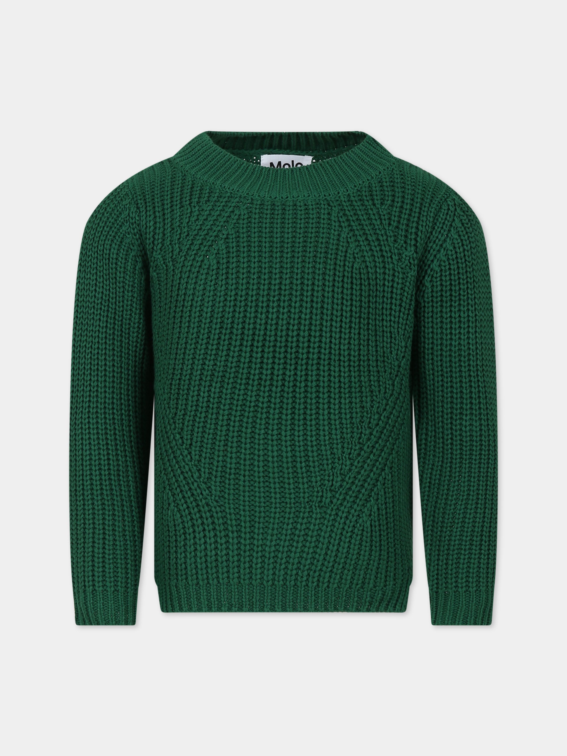 Maglione verde per bambina con logo,Molo,2W23K209 8761