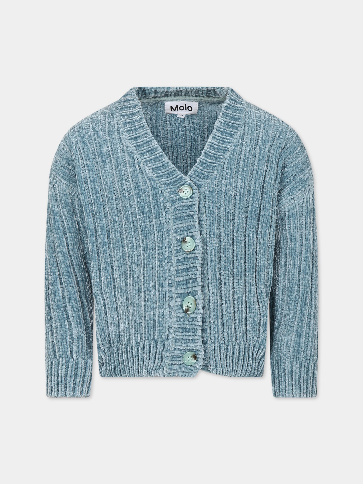 Cardigan celeste per bambina con logo,Molo,2W23K301 8771