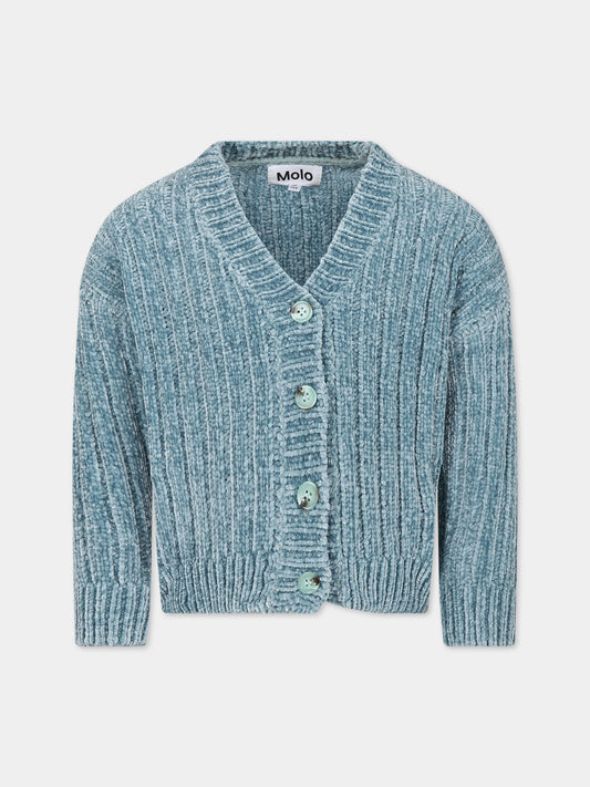Cardigan celeste per bambina con logo,Molo,2W23K301 8771