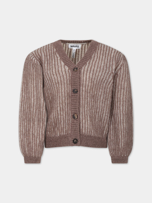 Cardigan marrone per bambina,Molo,2W23K303 8778