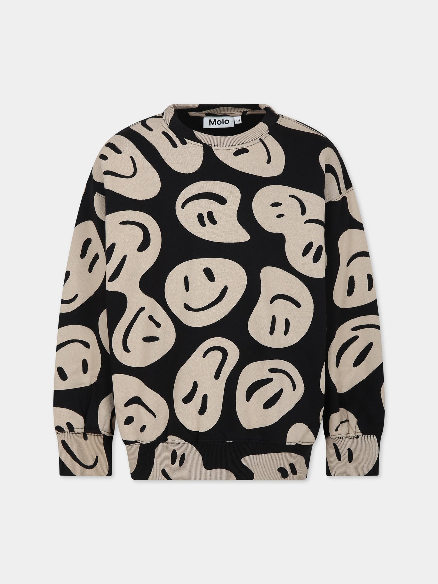 Felpa nera per bambini con smile,Molo,6W23J205 6880