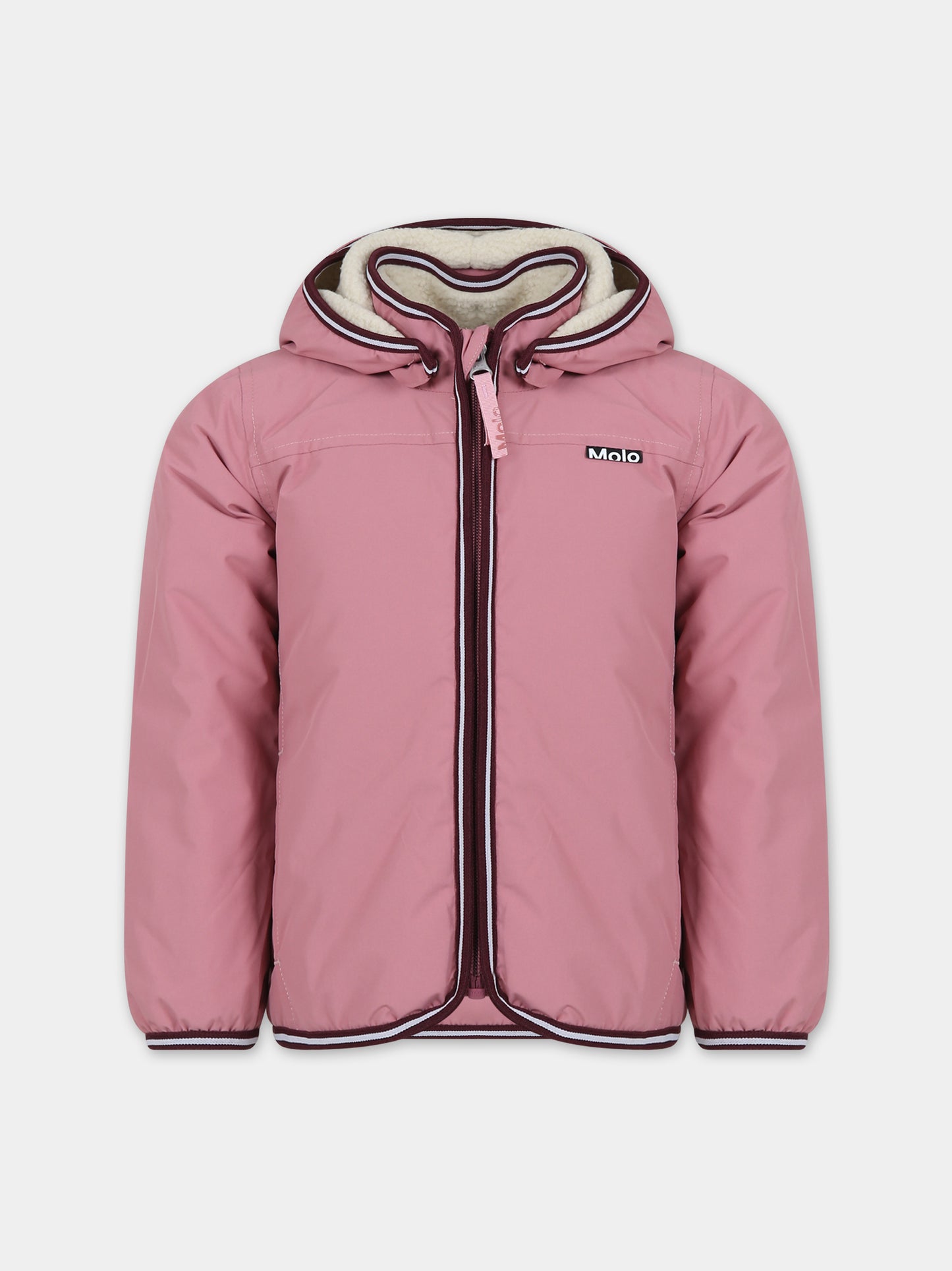 Giubbotto rosa per bambina con logo,Molo,5NOSM308 8544