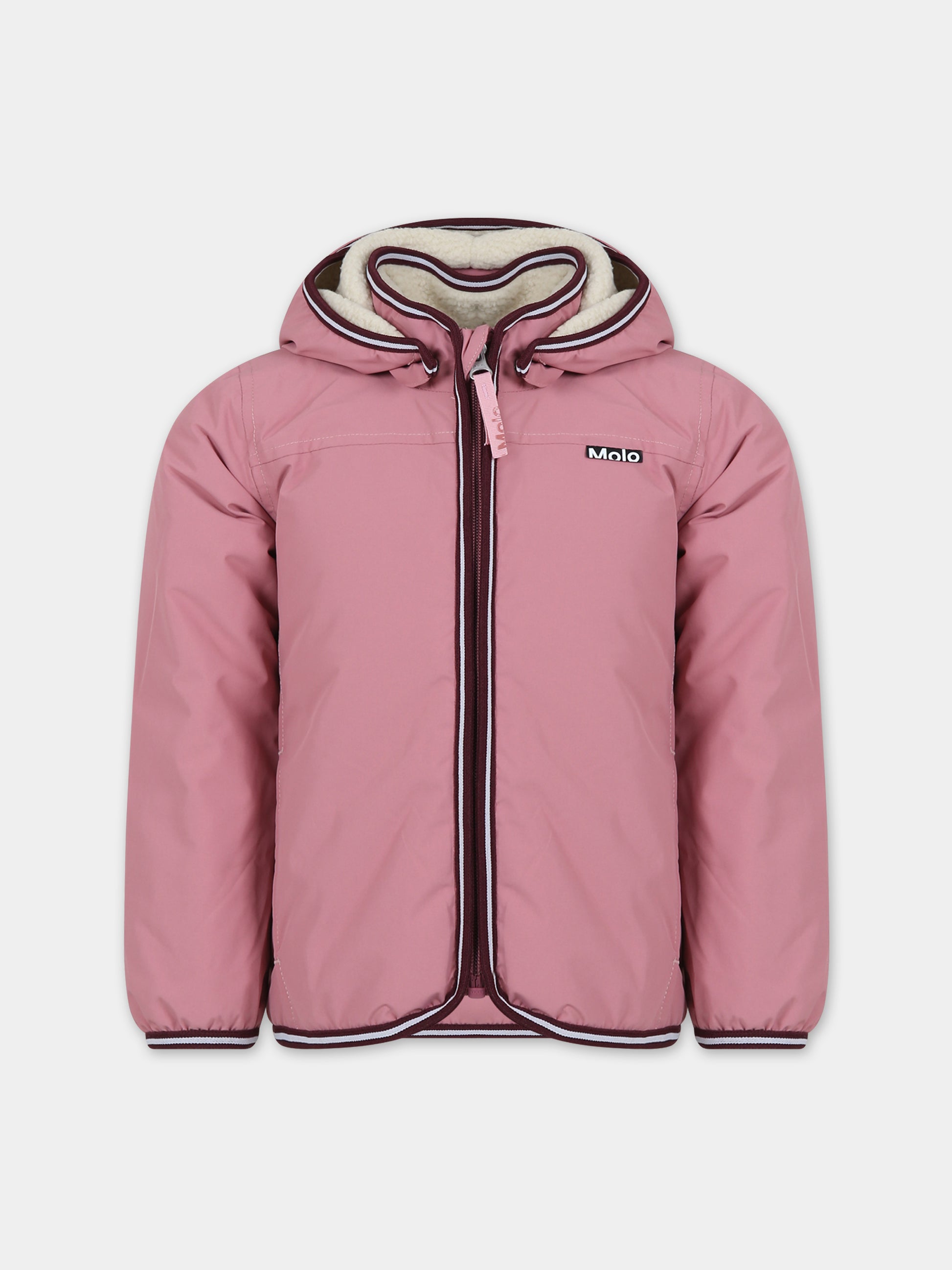 Giubbotto rosa per bambina con logo,Molo,5NOSM308 8544