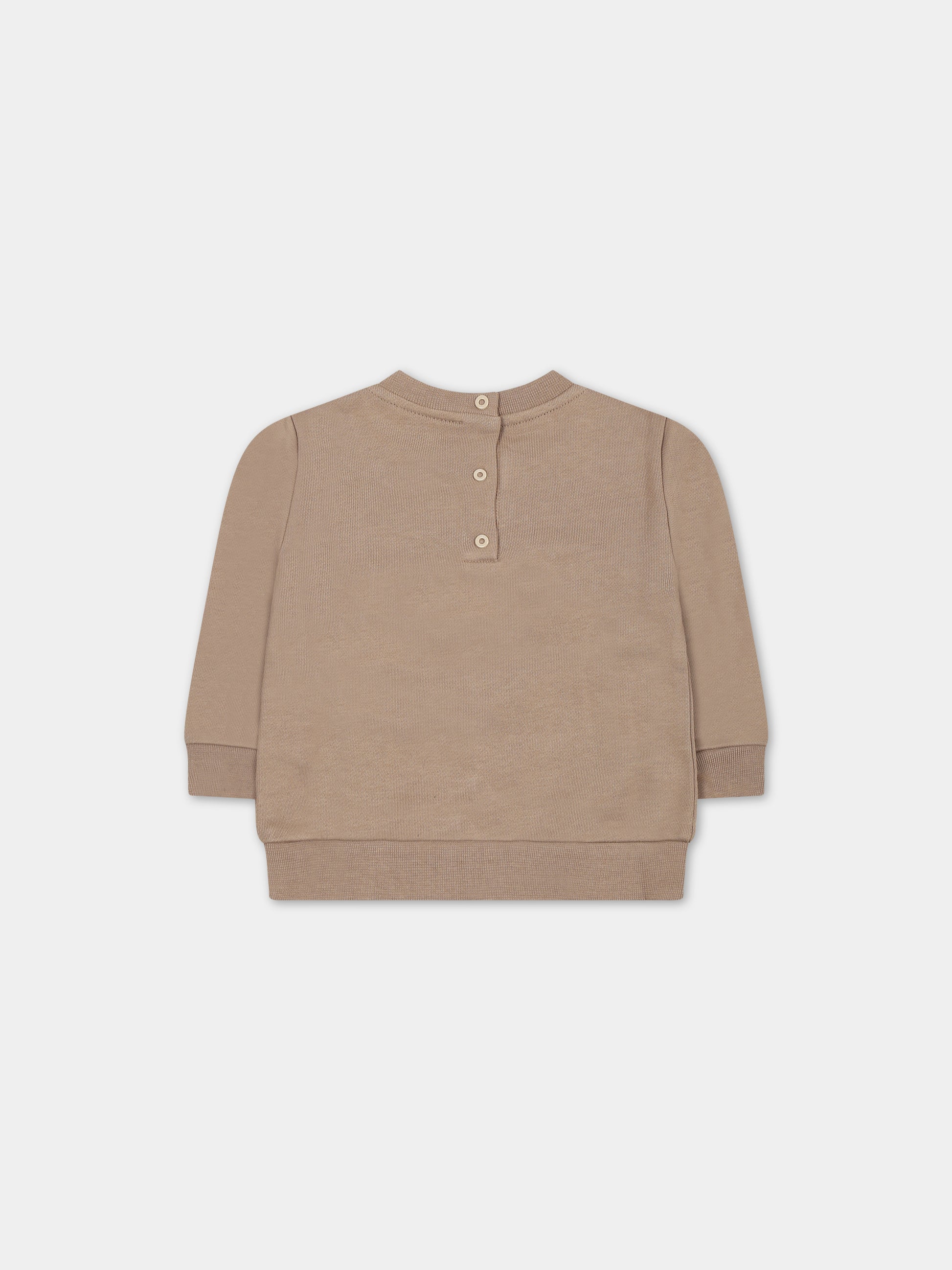 Felpa marrone per neonato con logo,Fendi Kids,BUH054 5V0 F14S6