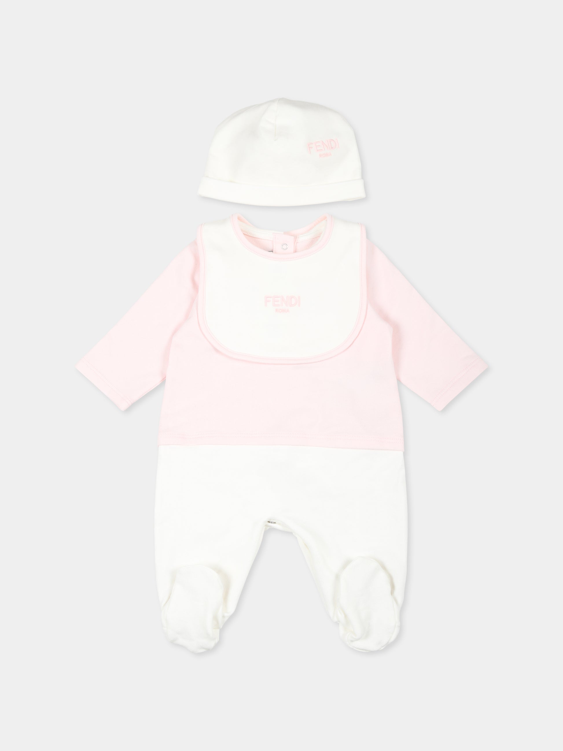 Set rosa per neonata con logo,Fendi Kids,BUK103 8RA F0C11