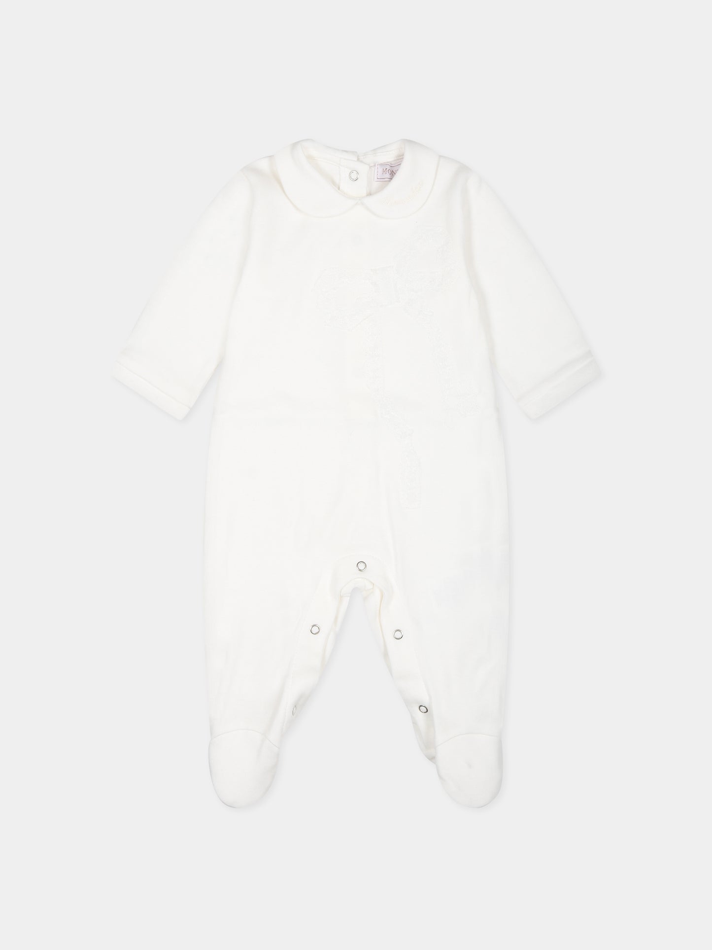 Tutina bianca per neonata con logo,Monnalisa,35B205 2004 0001