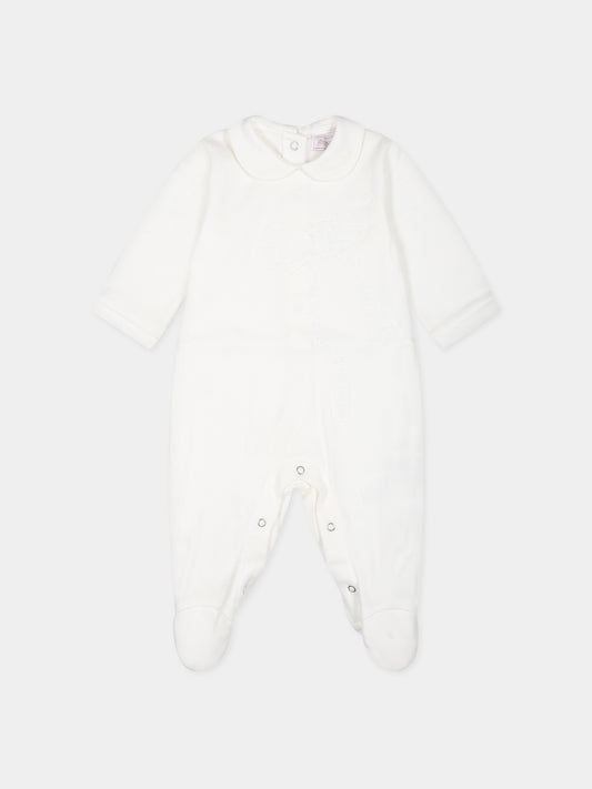 Tutina bianca per neonata con logo,Monnalisa,35B205 2004 0001