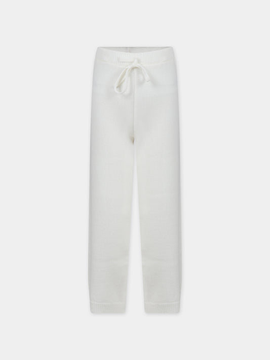 Pantaloni bianchi per bambina,Little Bear,7162 LATTE