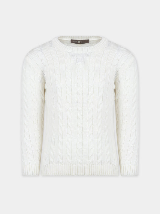 Maglione bianco per bambini,Little Bear,7164 LATTE