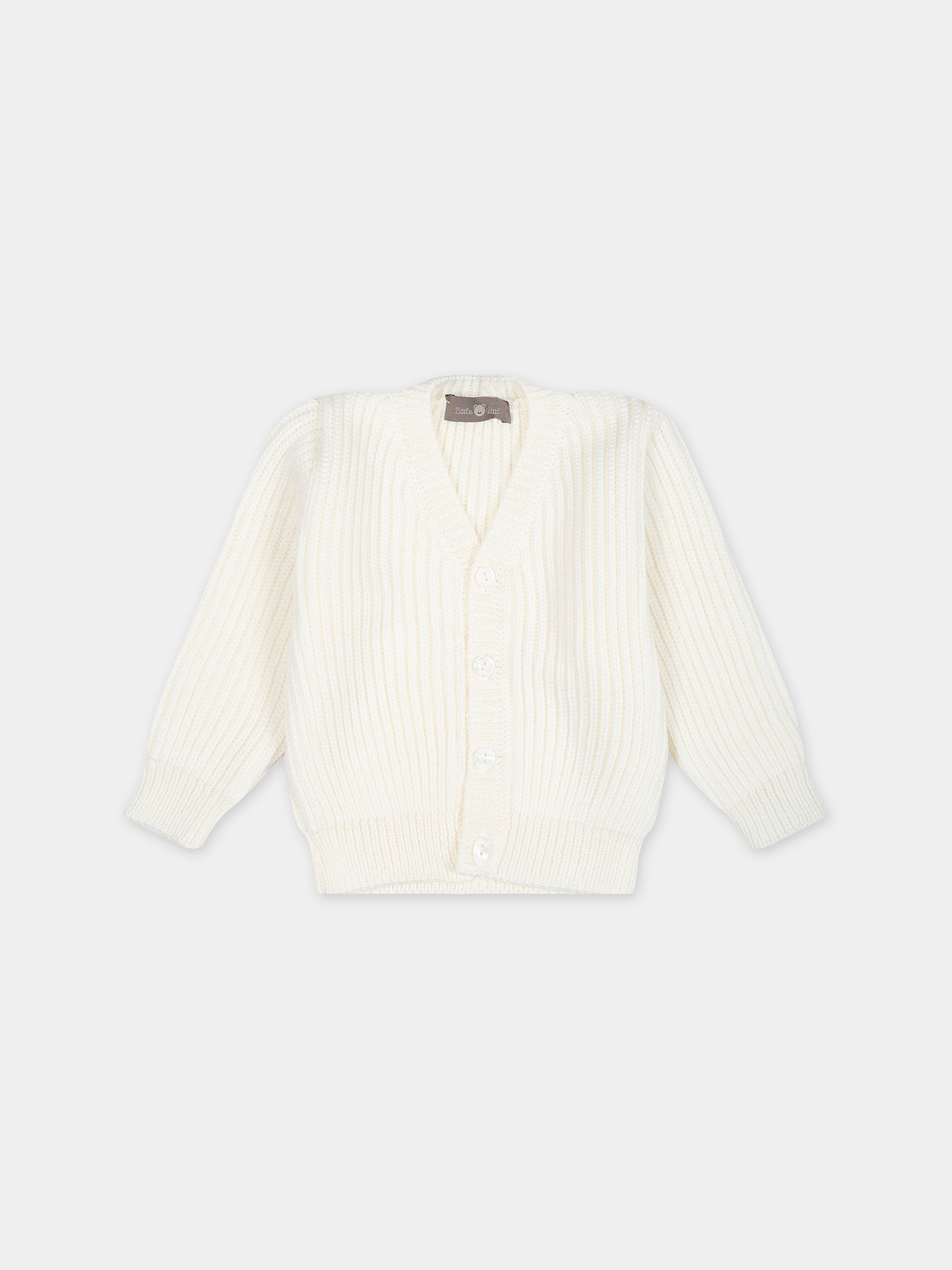 Cardigan bianco per neonati,Little Bear,7167 LATTE