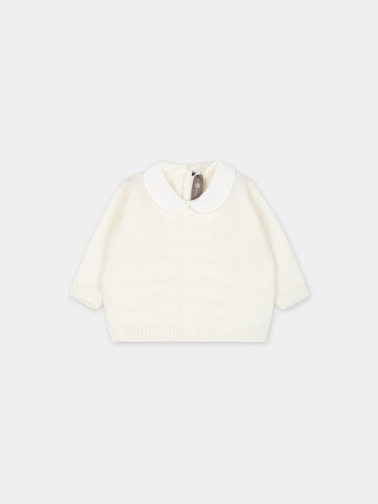 Maglione bianco per neonati,Little Bear,7002 LATTE/LATTE