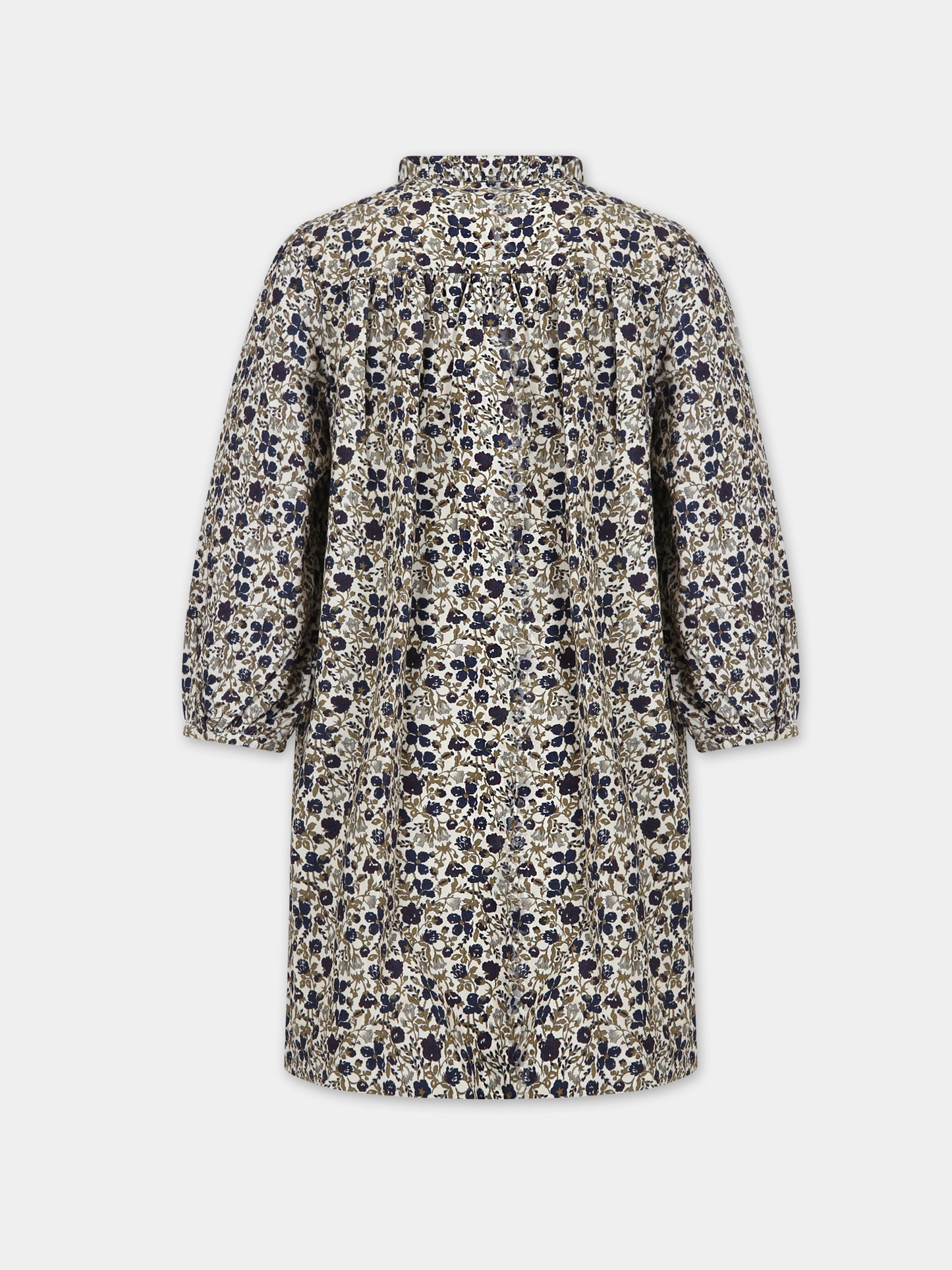 Vestito avorio per bambina con stampa floreale,Bonpoint,W03GDRW00031 560A