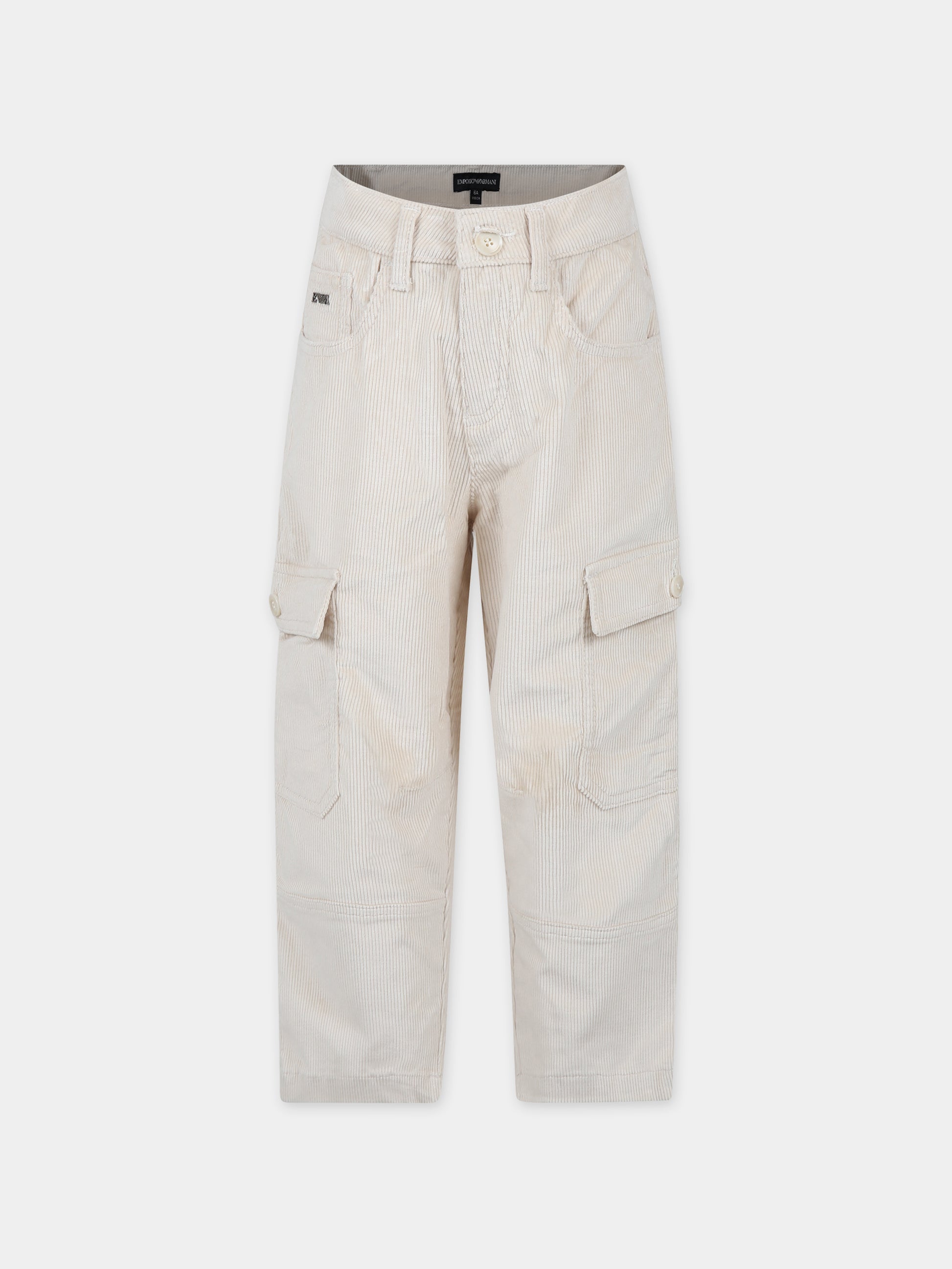Pantaloni avorio per bambino con aquilotto,Armani Junior,6R4JJA 3N5RZ 0304