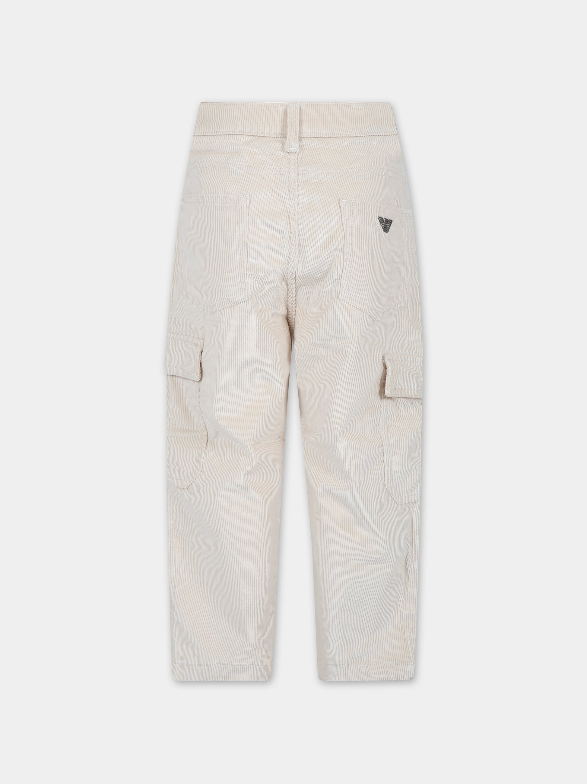 Pantaloni avorio per bambino con aquilotto,Armani Junior,6R4JJA 3N5RZ 0304