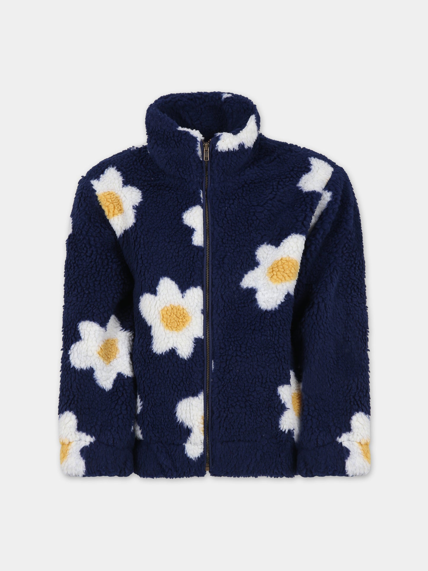 Ecopelliccia blu per bambina con stampa fiori,Bobo Choses,223AC127