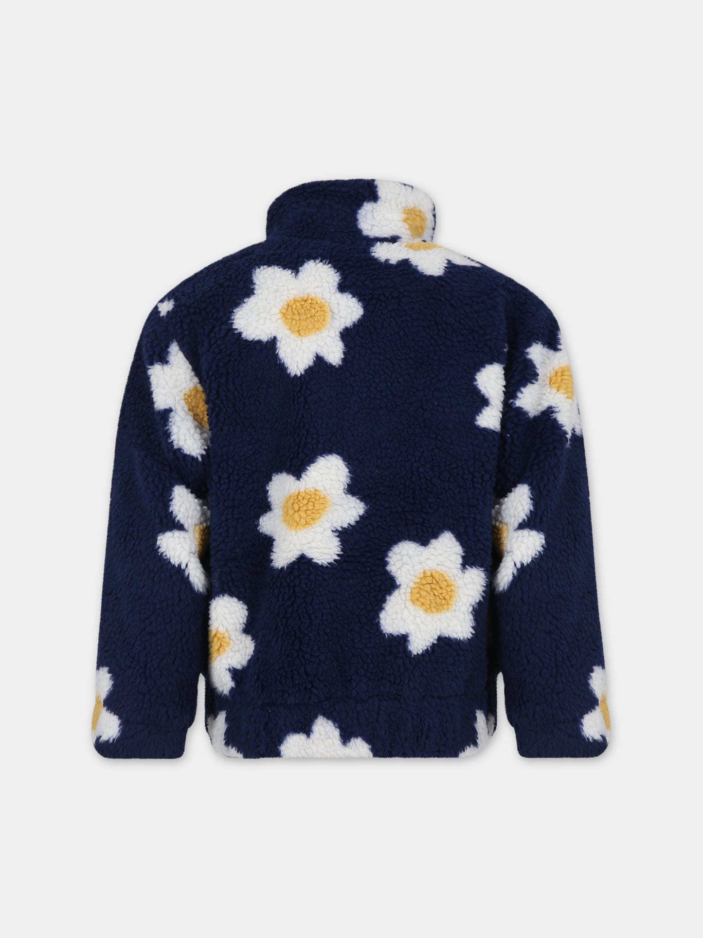 Ecopelliccia blu per bambina con stampa fiori,Bobo Choses,223AC127