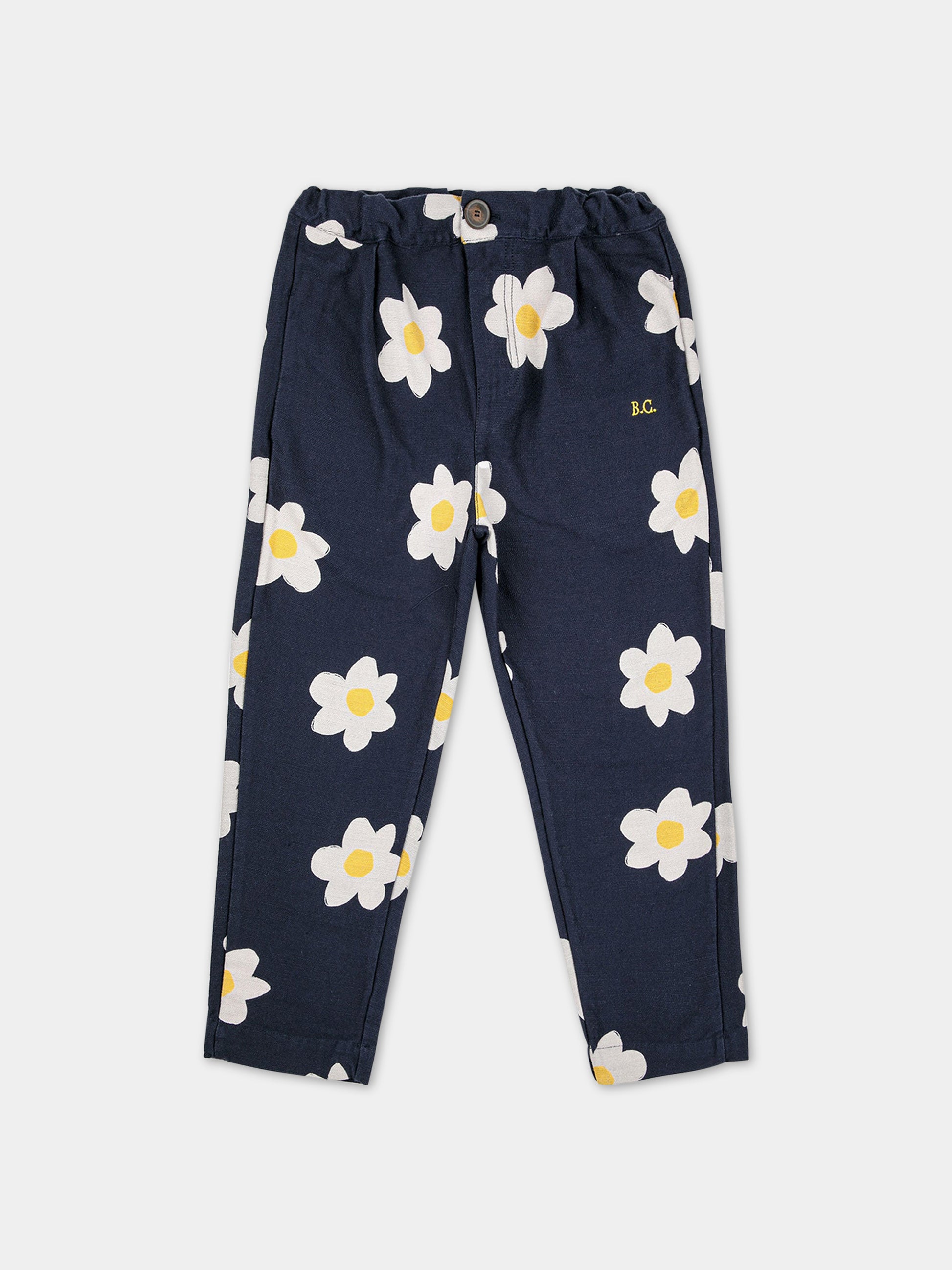 Pantalone blu per bambina con stampa margherite,Bobo Choses,223AC080